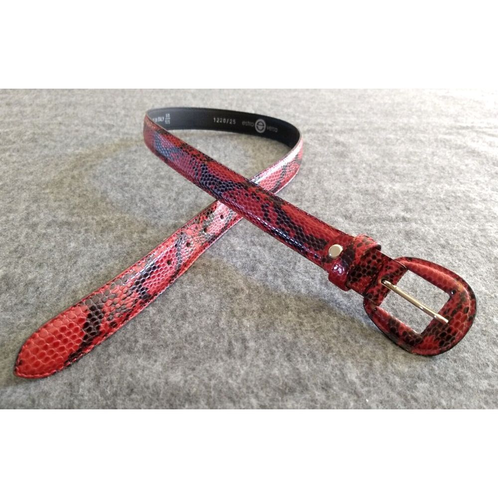 Estro Versa Versace Snakeskin Pattern Belt Red Black Size M Covered Buckle Italy